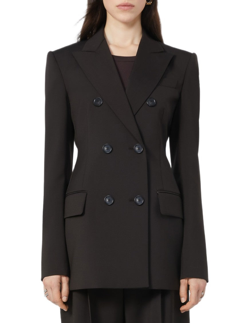 Sportmax Double-Breasted Tailored Blazer In Natural Stretch Wool