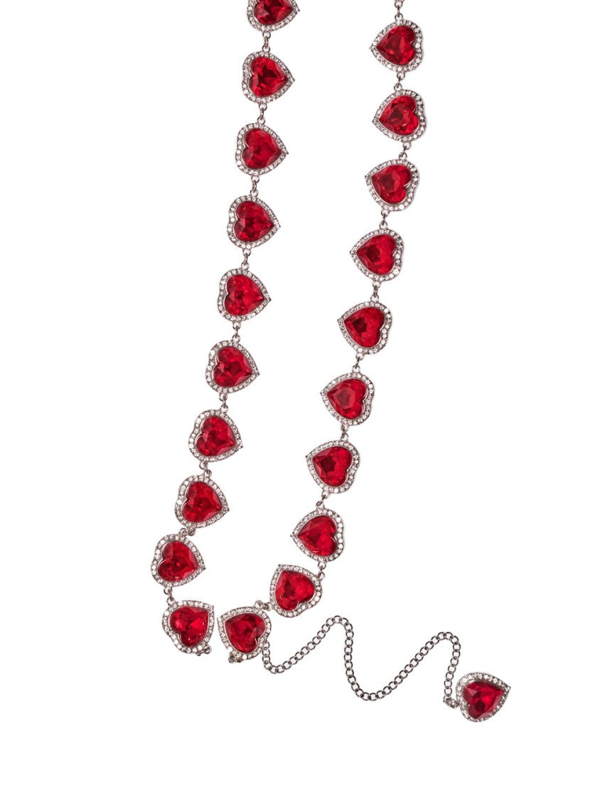 Venuja Red Rhinestoned Body Chain