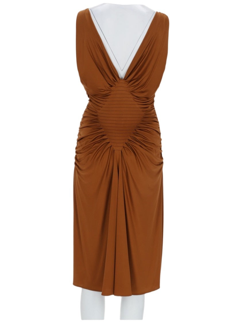 Versace Viscosa Ruched Sleeveless Midi Dress