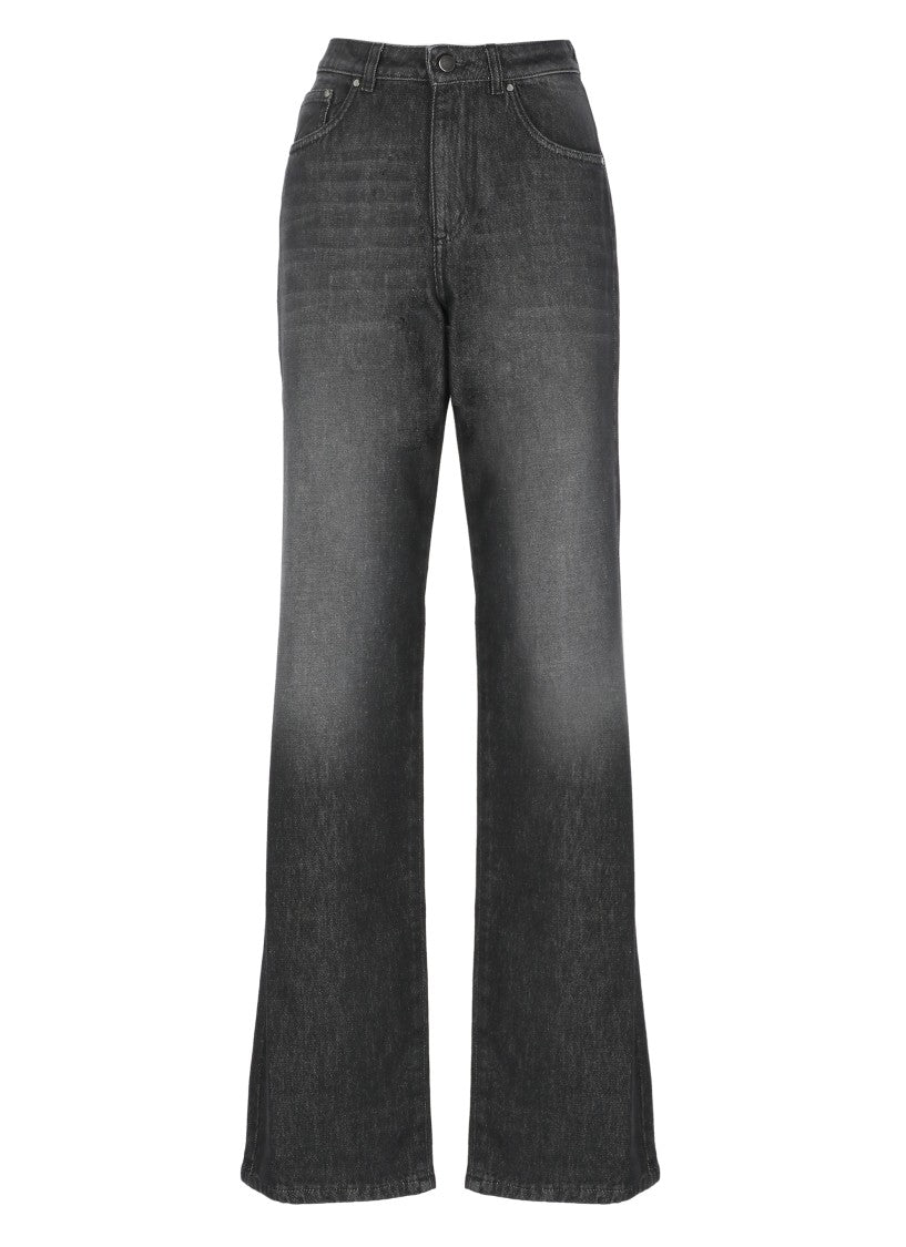 D. Exterior Black Faded Cotton Denim Jeans