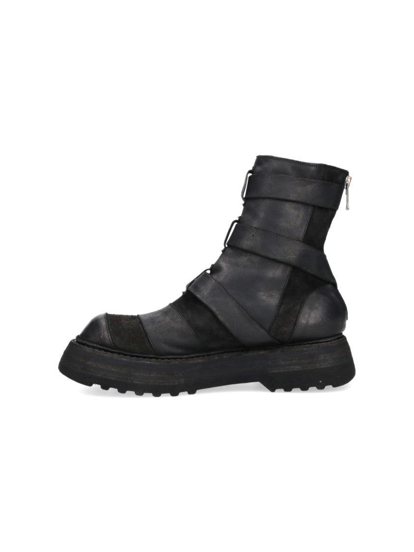 Guidi Black Rugged Buckle Strap Boots