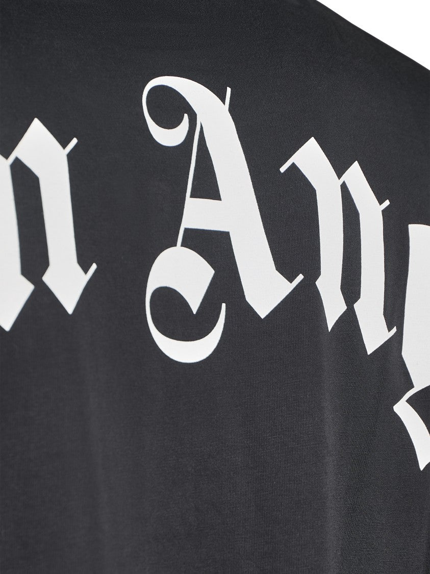 Palm Angels Oversized Crew Neck T-Shirt With Bold Typography And Logo