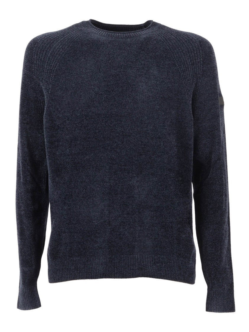 Rrd Blue Velvet Round Knit With Ribbed Detailing
