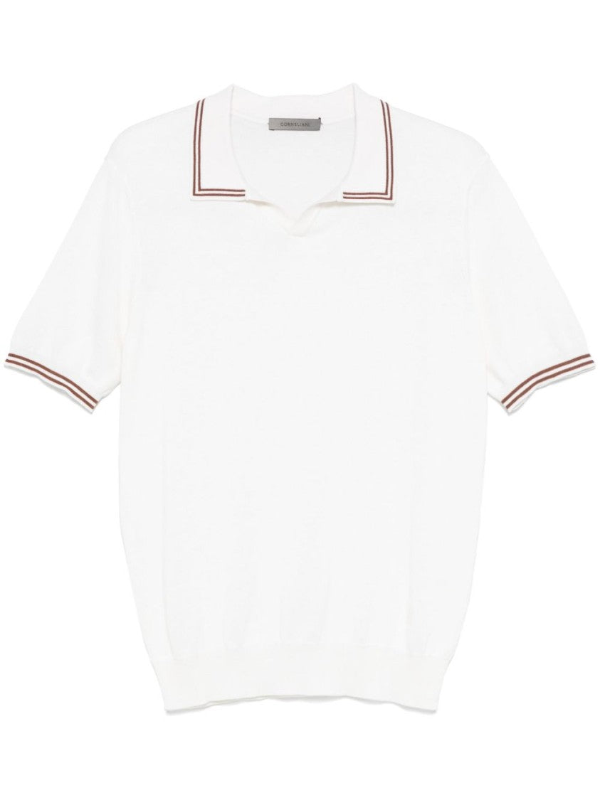 Corneliani Classic Polo Design White Sweater