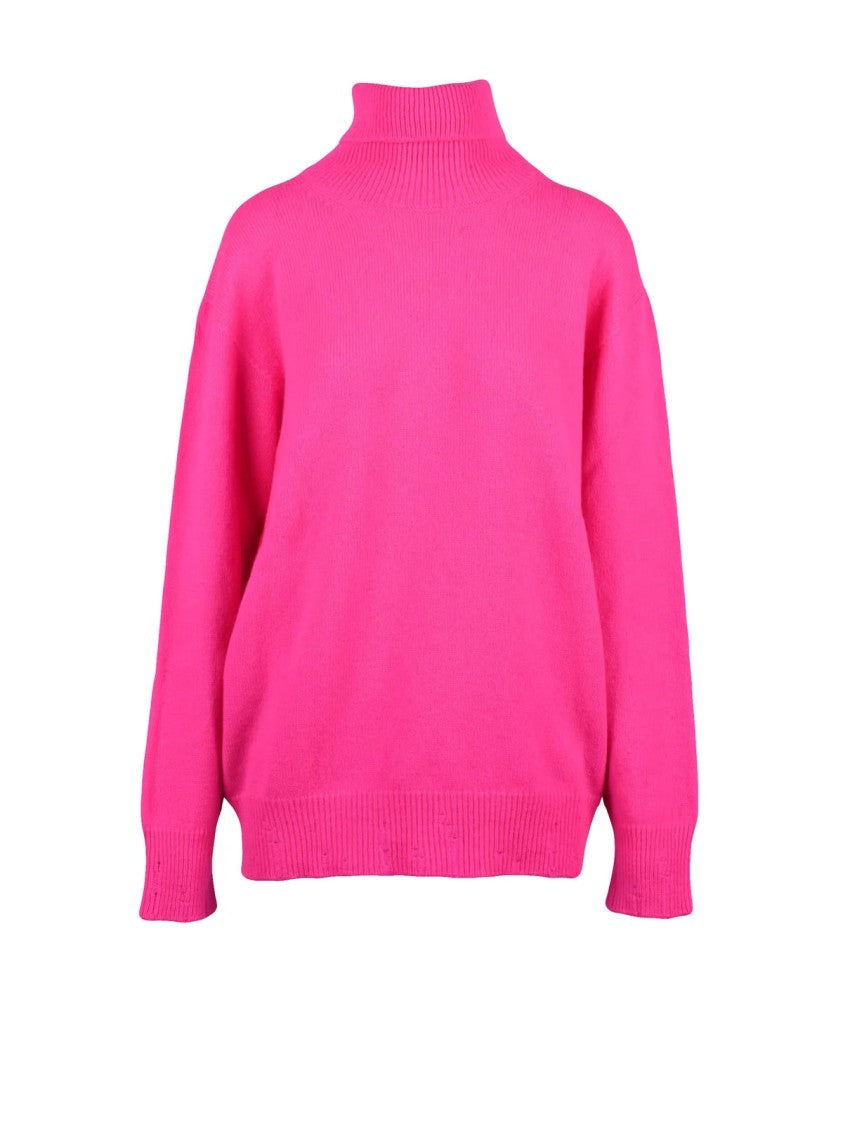 Amaranto Oversized Turtleneck Sweater In Vivid Fuchsia