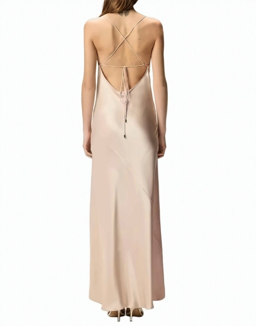 Pinko Farro Satin Open Back Dress