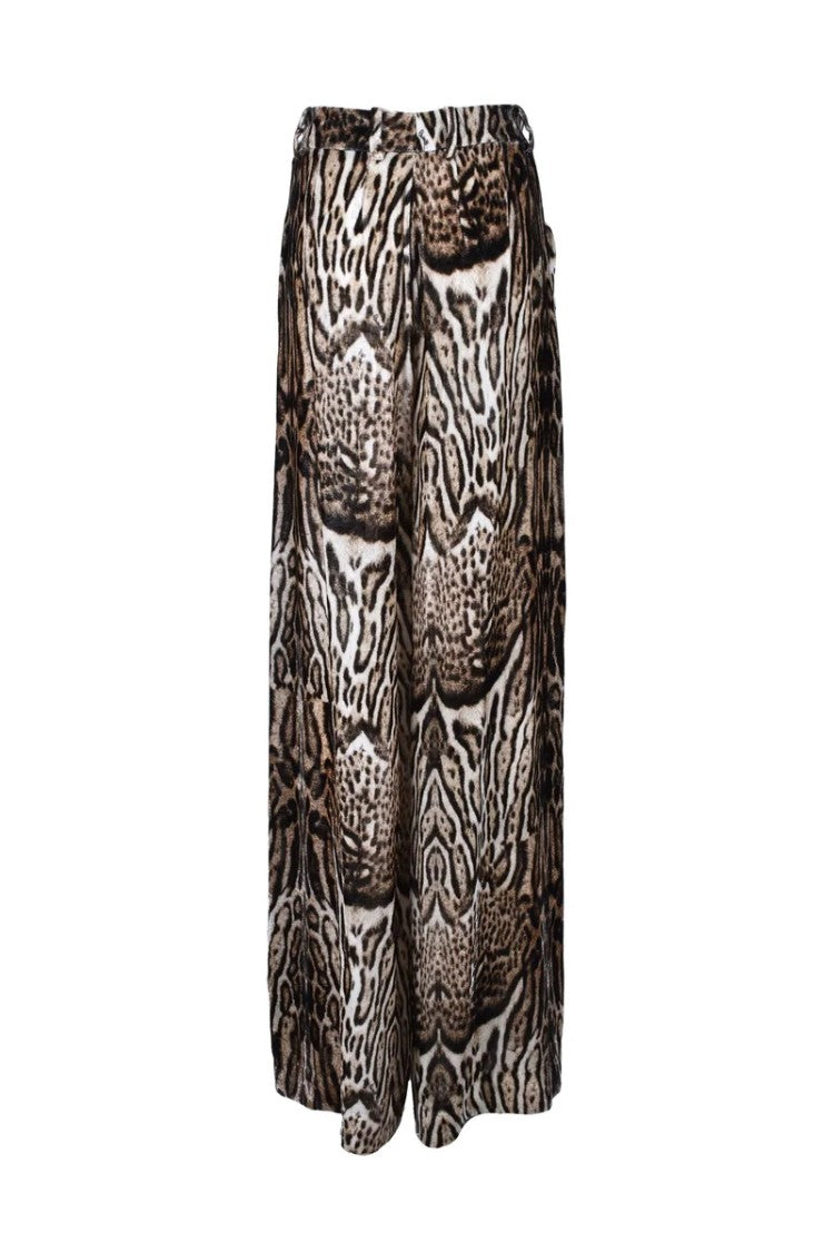 Roberto Cavalli Wide Leg Velour Trousers - Brown/Black
