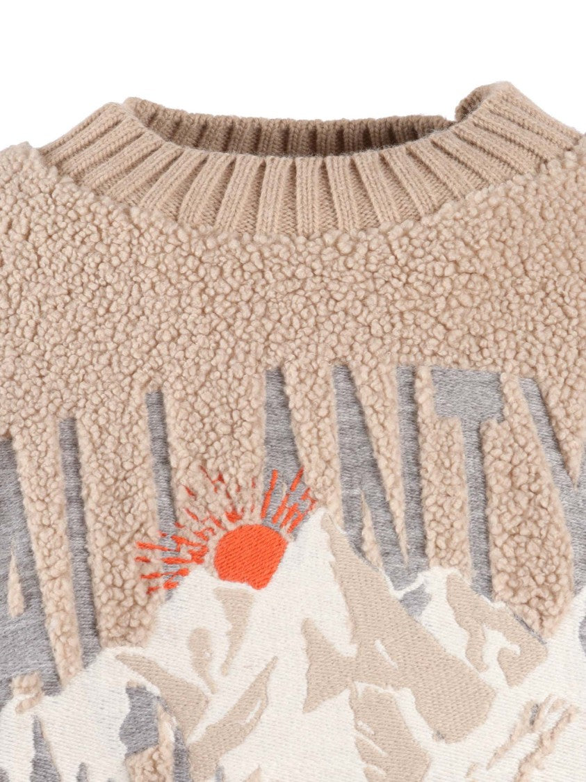 Ballantyne Ribbed Crew Neck Sweater In Smooth Polyester Finish