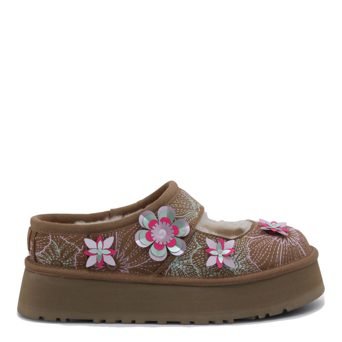 Ugg Intricately Embroidered Platform Flats With Plush Interior
