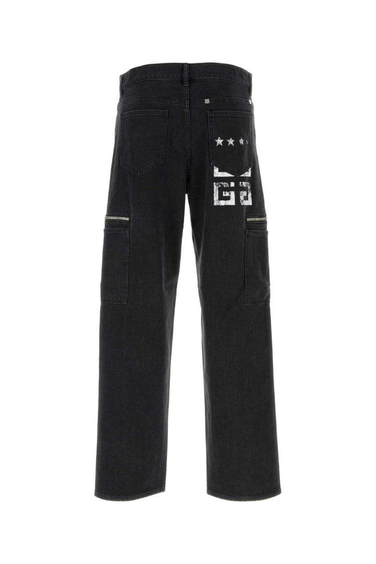 Givenchy Relaxed Fit Black Stretch Denim Cargo Jeans