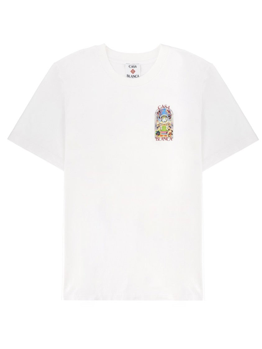 Casablanca White Artistic Floral Printed T-Shirt