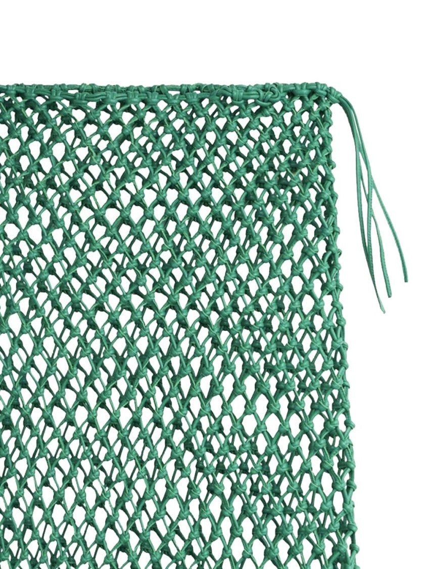 The Frankie Shop Green Open-Weave Fringed Netted Skirt