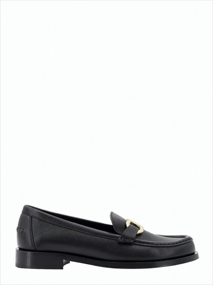 Salvatore Ferragamo Black Calf Leather Loafers With Polished Finish