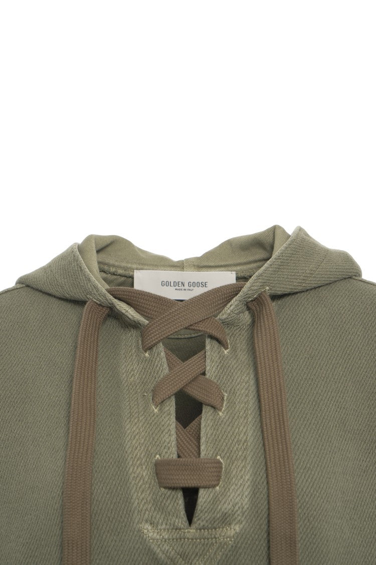 Golden Goose Hooded Sweatshirt With Lace-Up Detail