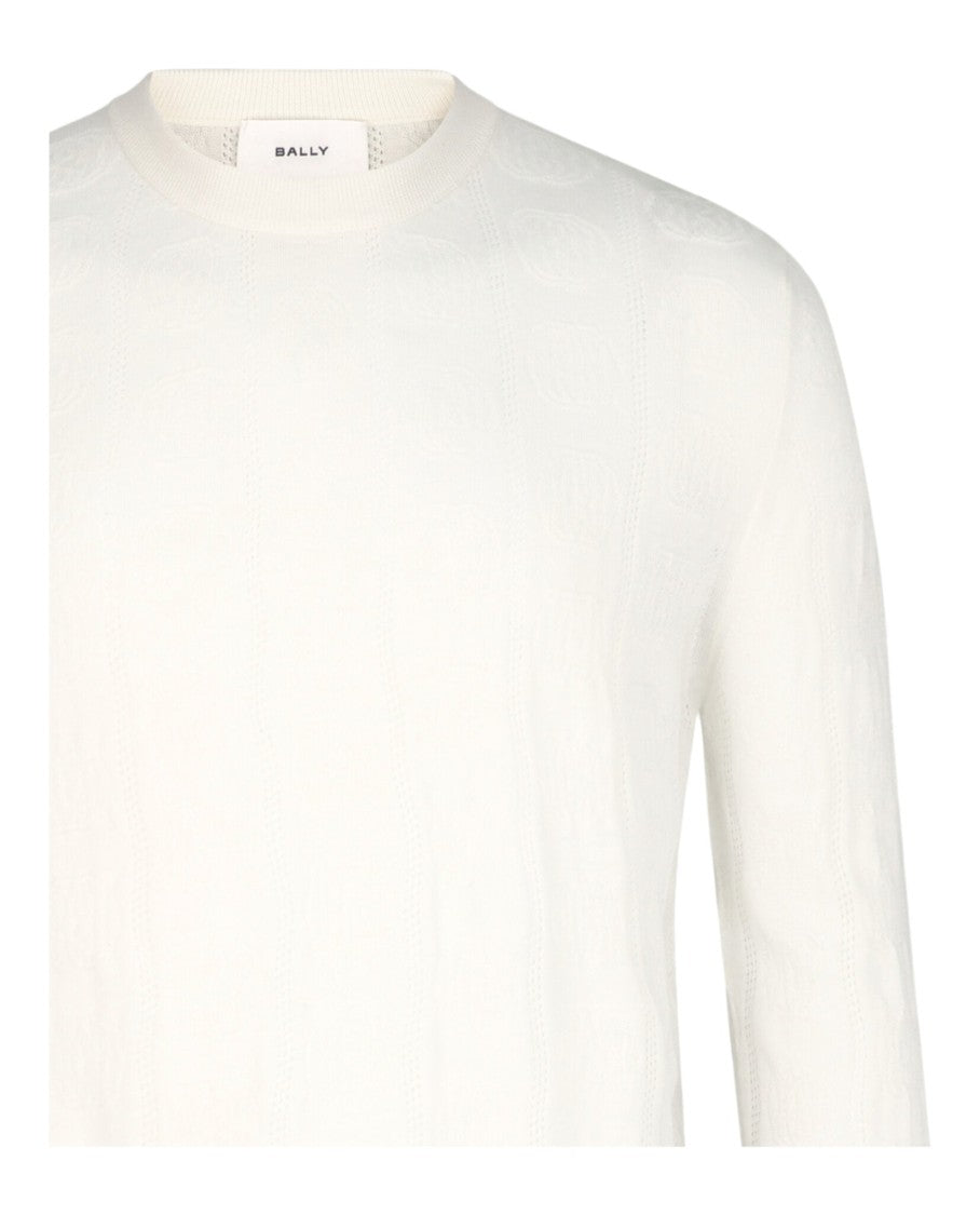 Bally Textured-Knit Crewneck Sweater With Geometric Jacquard Design