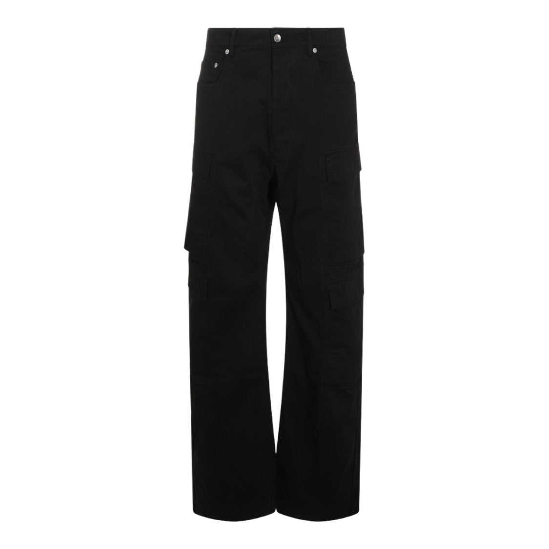 Drkshdw By Rick Owens Straight-Leg Black Jeans With Cargo Pockets And Rivet Details