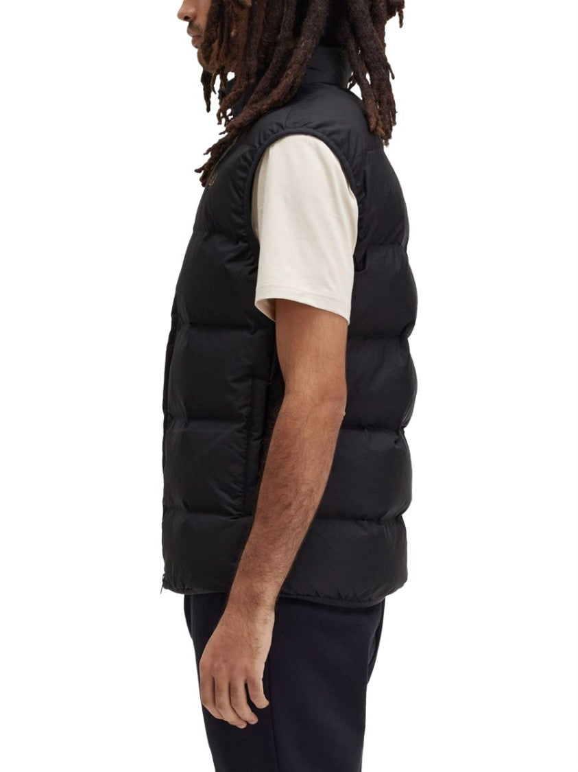 Fred Perry Quilted Padded Thermal Vest With High Collar