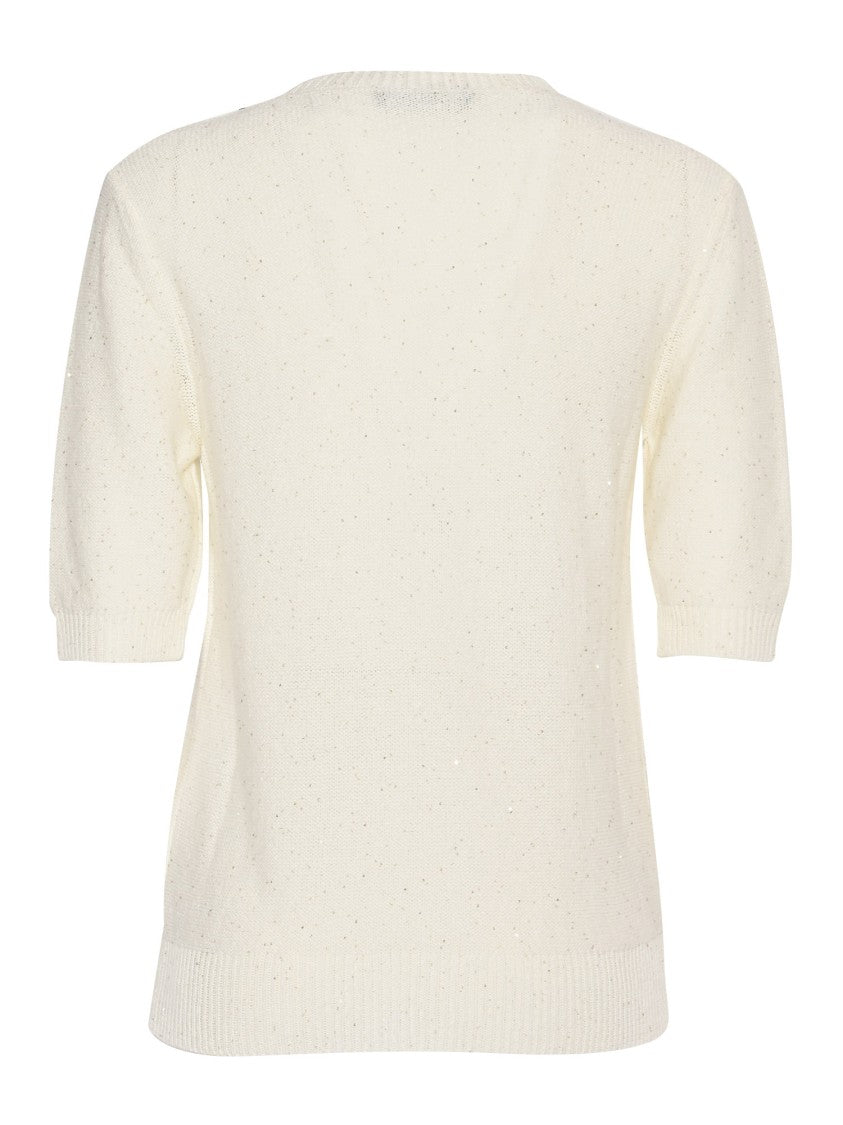 Fabiana Filippi Short-Sleeved Crew Neck Top With Textured Knit