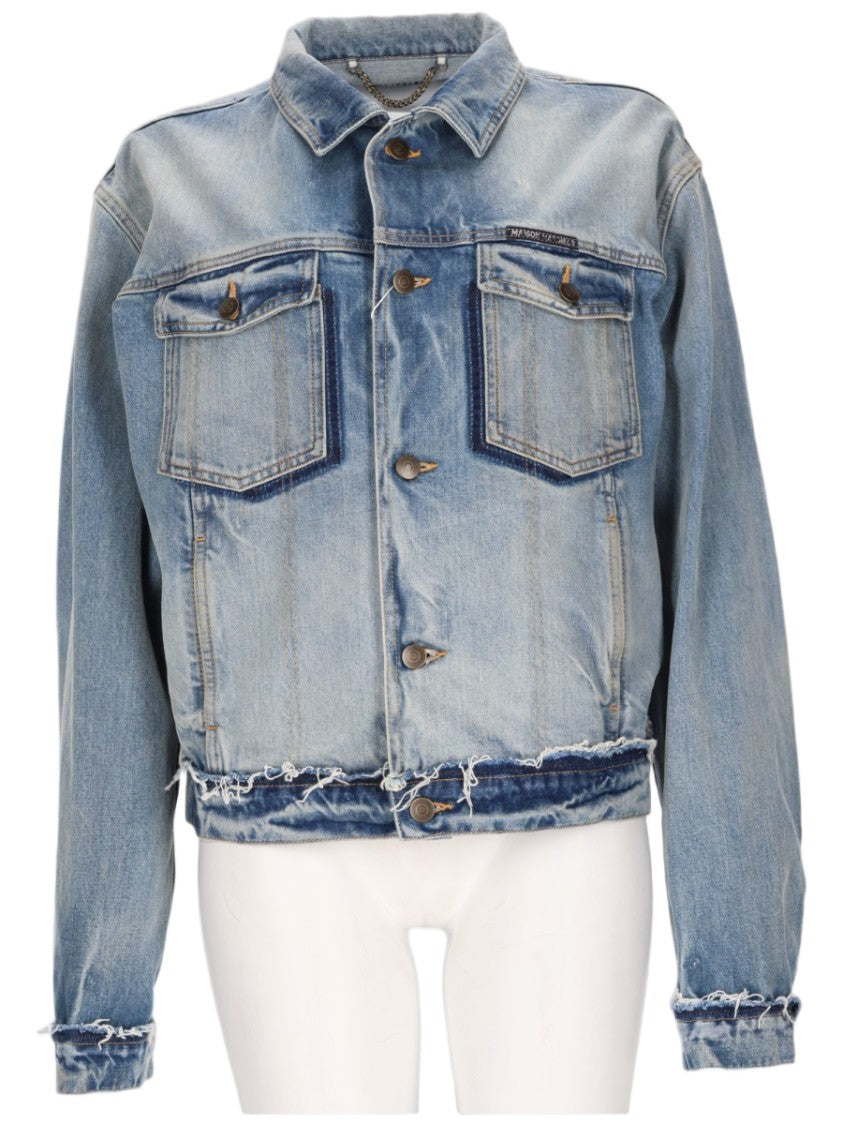 Maison Margiela Denim Sports Jacket With Frayed Edges And Vintage Detailing