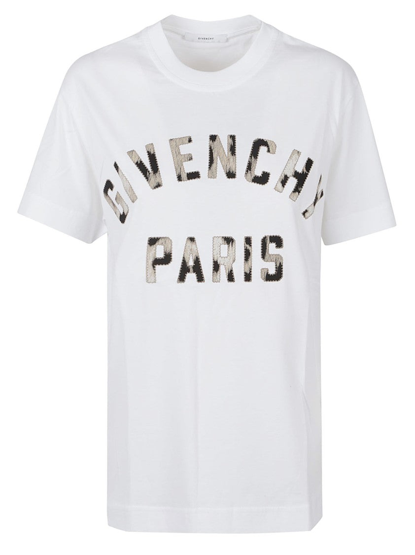 Givenchy White Cotton Leopard Patch T-Shirt