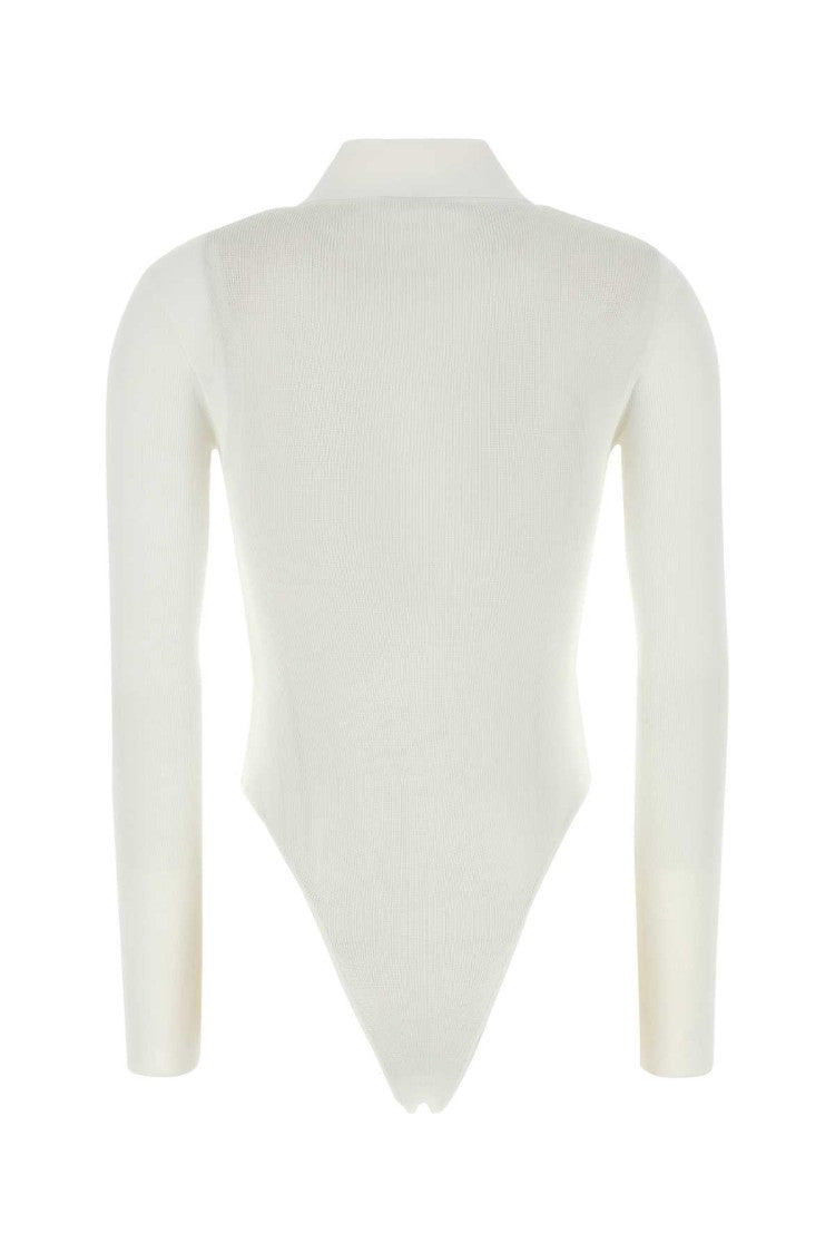 Self-Portrait White Viscose Bodysuit