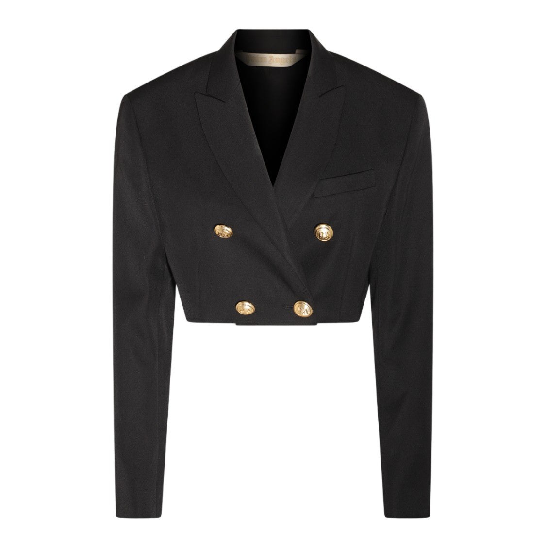 Palm Angels Cropped Double-Breasted Jacket With Sharp Lapels