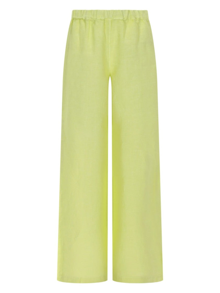 120% Lino Cropped Wide-Leg Linen Pants