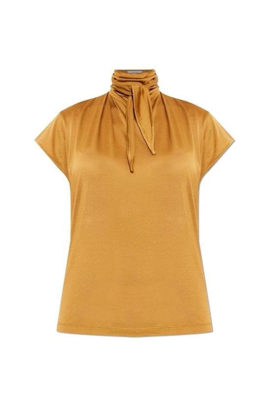 Lemaire Short-Sleeved Top With High Gathered Neckline