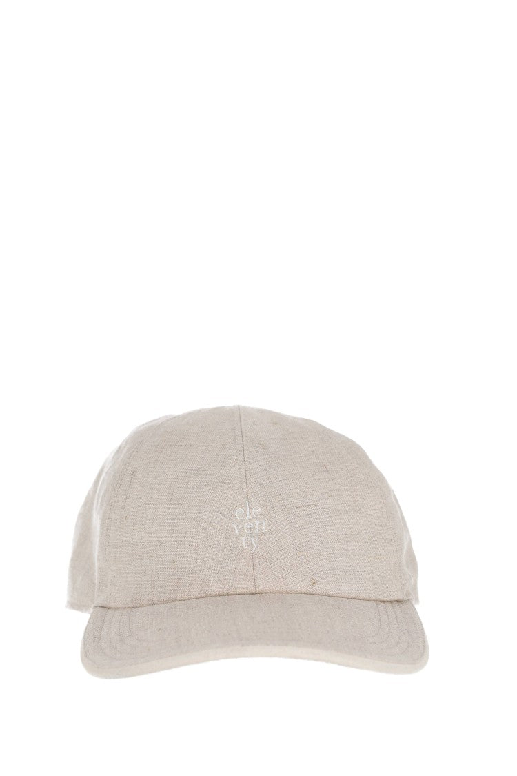 Eleventy Beige Linen-Cotton Baseball Hat