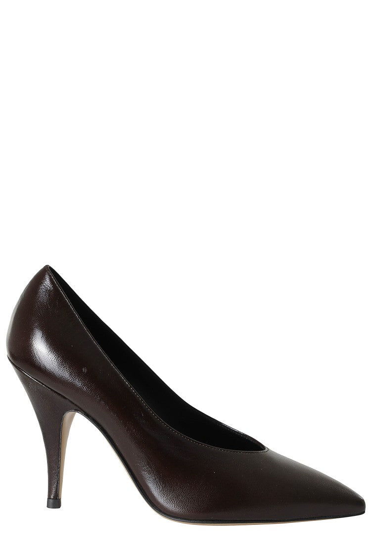3Juin Simona Pumps In Coffee Leather With Pointed Toe