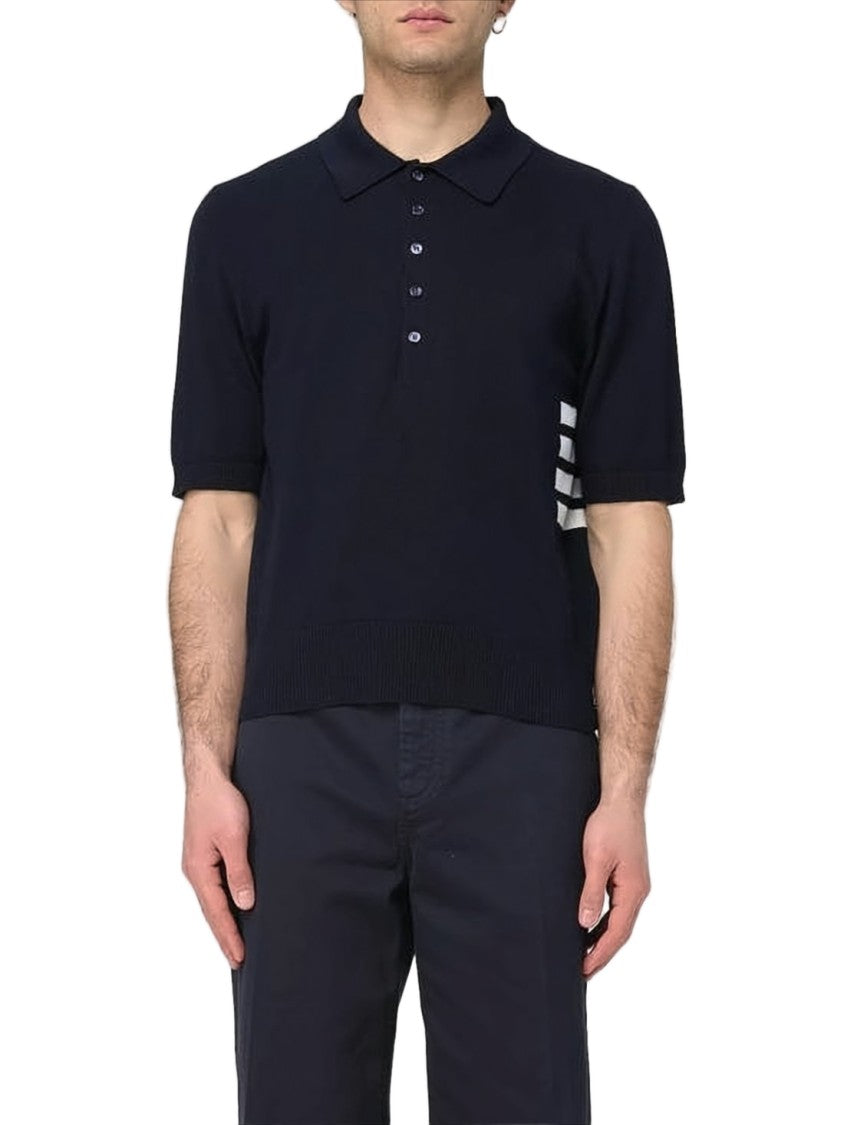 Thom Browne Short-Sleeved Polo Shirt With Contrasting Stripes