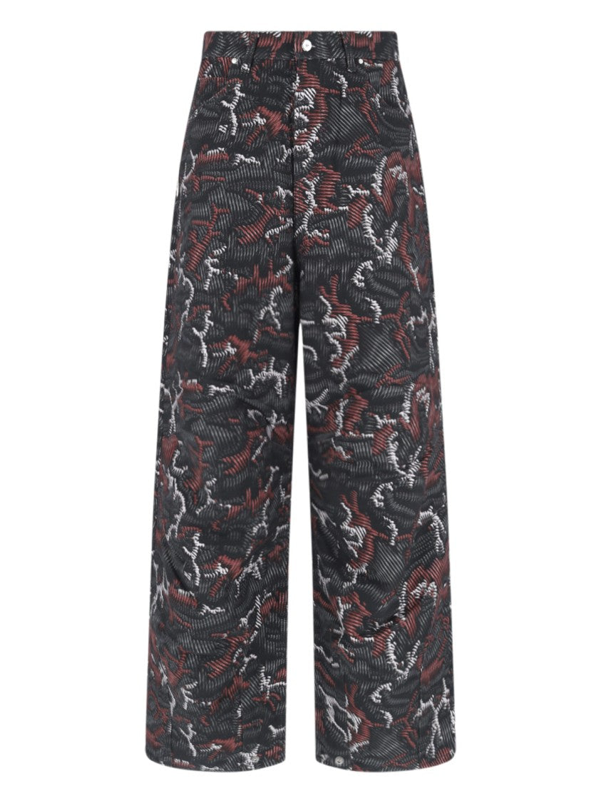 Pdf Black Abstract Pattern Wide-Leg Trousers