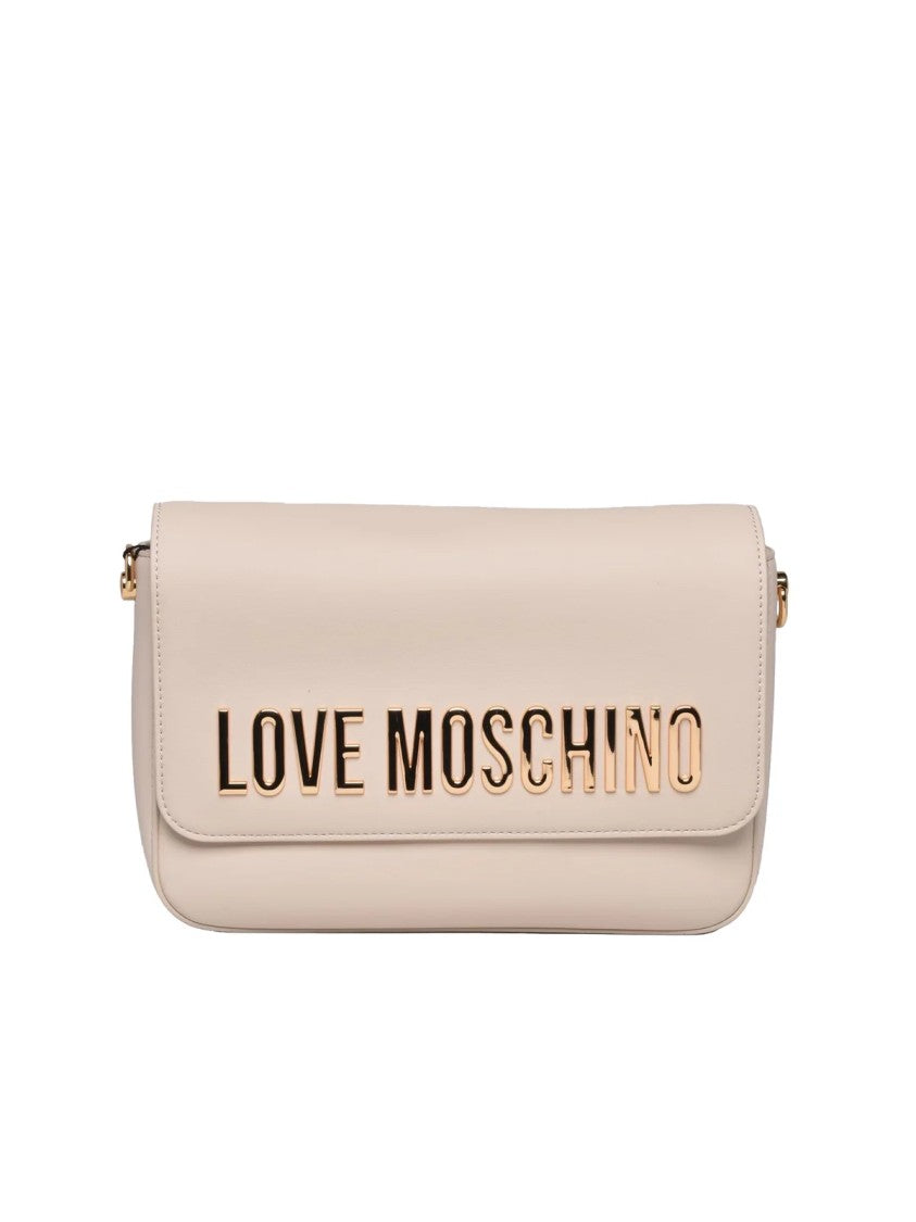 Love Moschino Structured White Crossbody Bag With Metallic Lettering