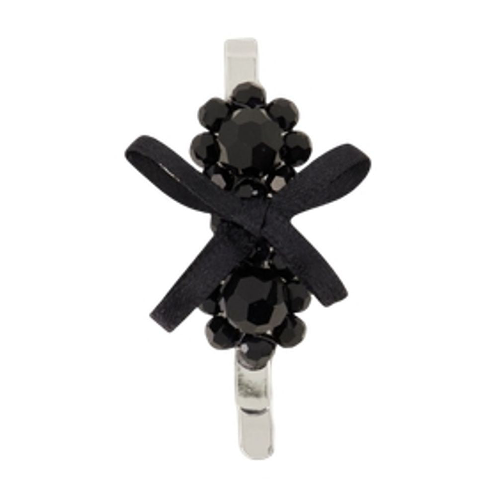 Simone Rocha Petite Bow Mini Flower Hair Clips - Crystal - Black