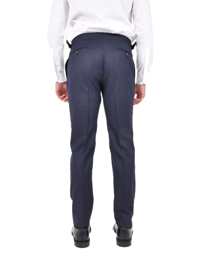 Franzese Collection Navy Blue Pinstriped Blazer With Tailored Fit