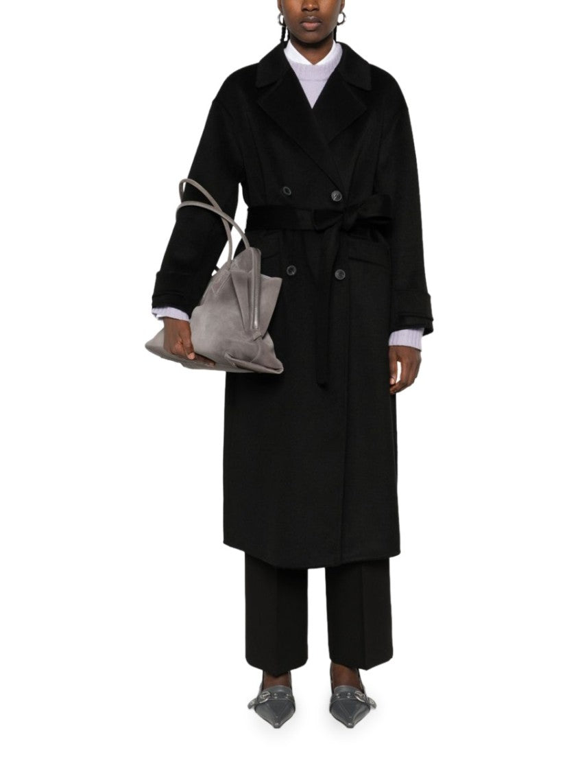 The Dynamis Studio Black Double-Breasted Wool Trench Coat
