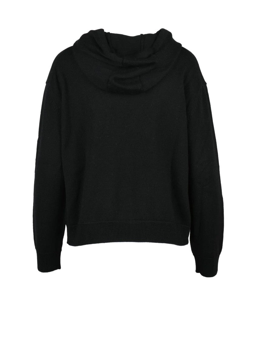 Mm By Max Mara Knit Sweatshirt In 100% Virgin Wool With Hood And Kangaroo Pocket
