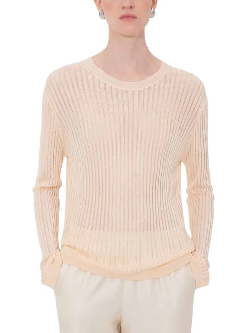 Loulou De Saison Ribbed Knit Sweater With Classic Round Neckline