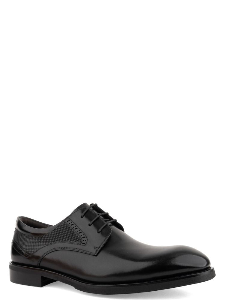 Alberto Gozzi Black Closed Lace-Up Perforated Leather Formal Shoes