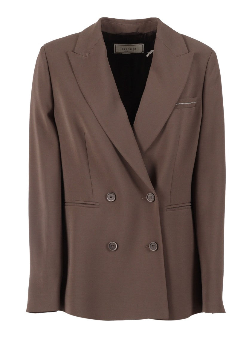 Peserico Brown Double Breasted Jacket