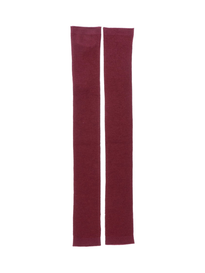 Sa Su Phi Burgundy Ribbed Cashmere-Blend Gloves