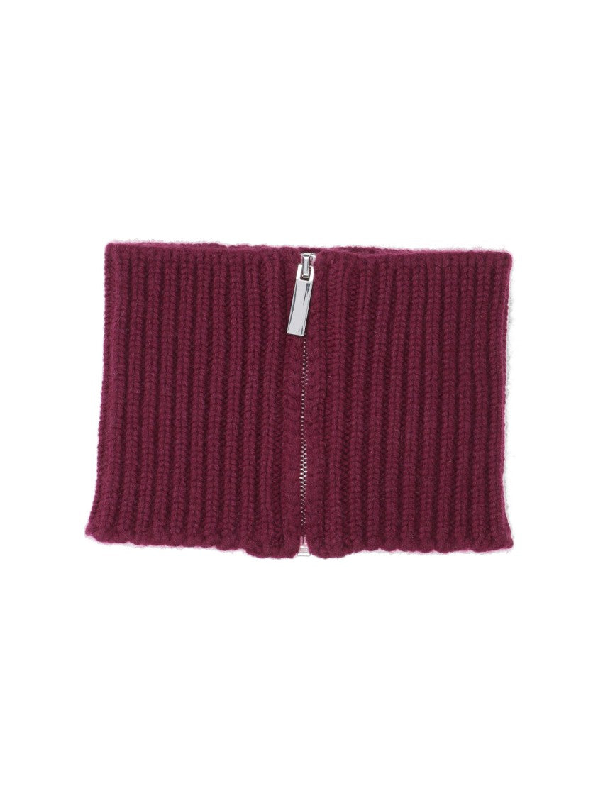 Sa Su Phi Ribbed Knit Scarf With Central Zipper In Deep Red