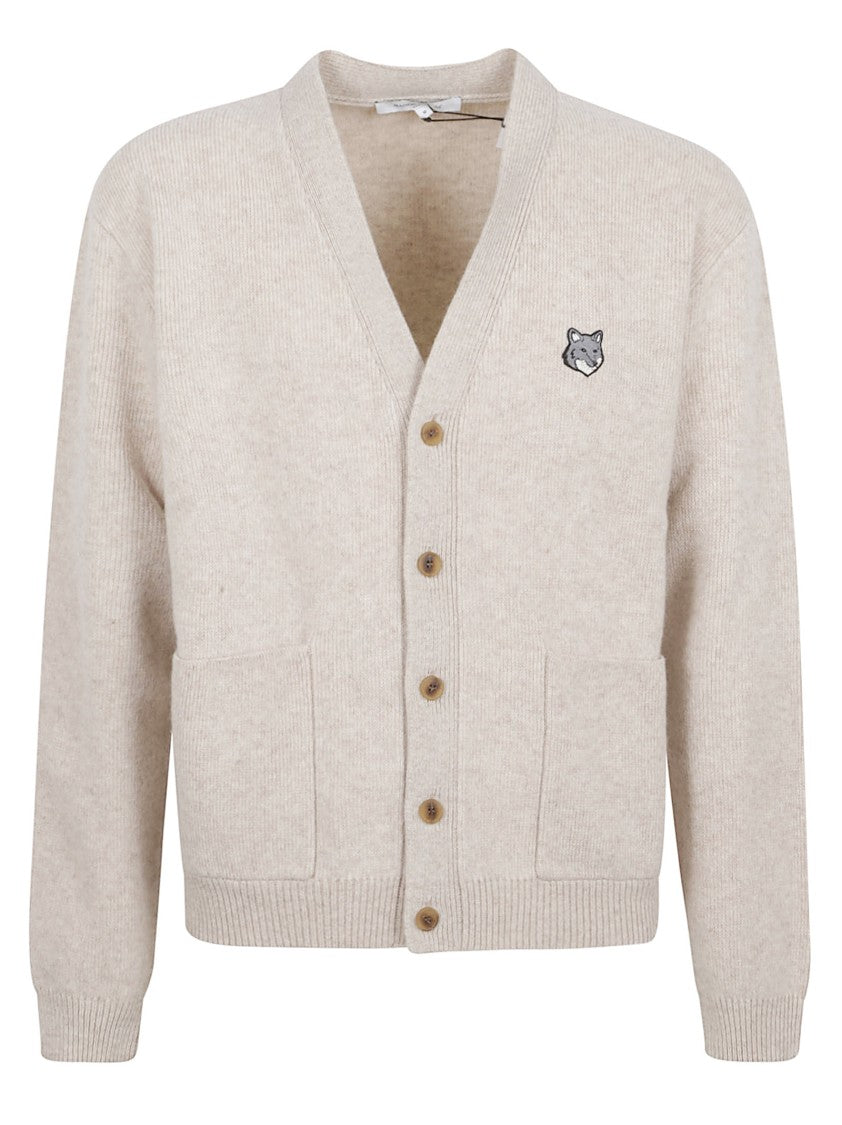 Maison Kitsuné Milano Lambswool Cardigan With Embroidered Fox Head