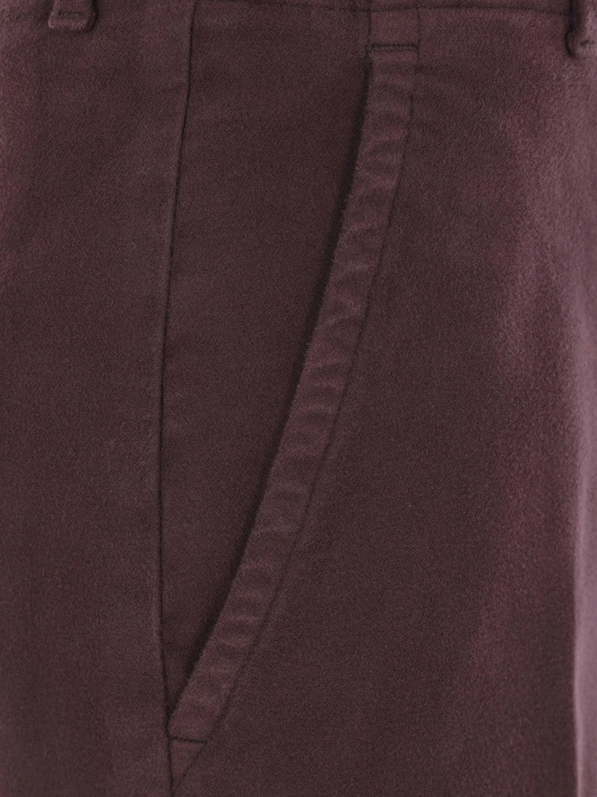 Incotex Burgundy High-Waisted Wide-Leg Cropped Pants