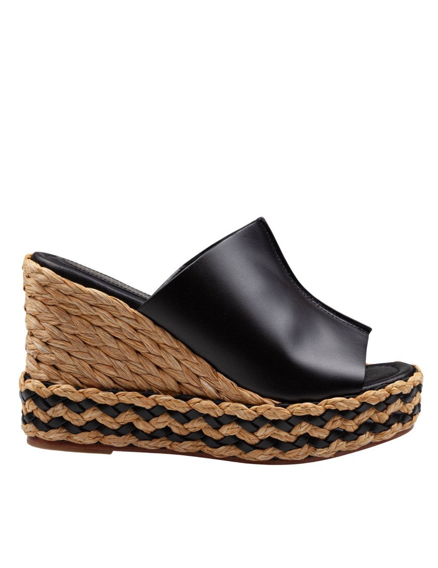 Paloma Barceló Paloma Ivane Leather Sandal With Raffia Wedge