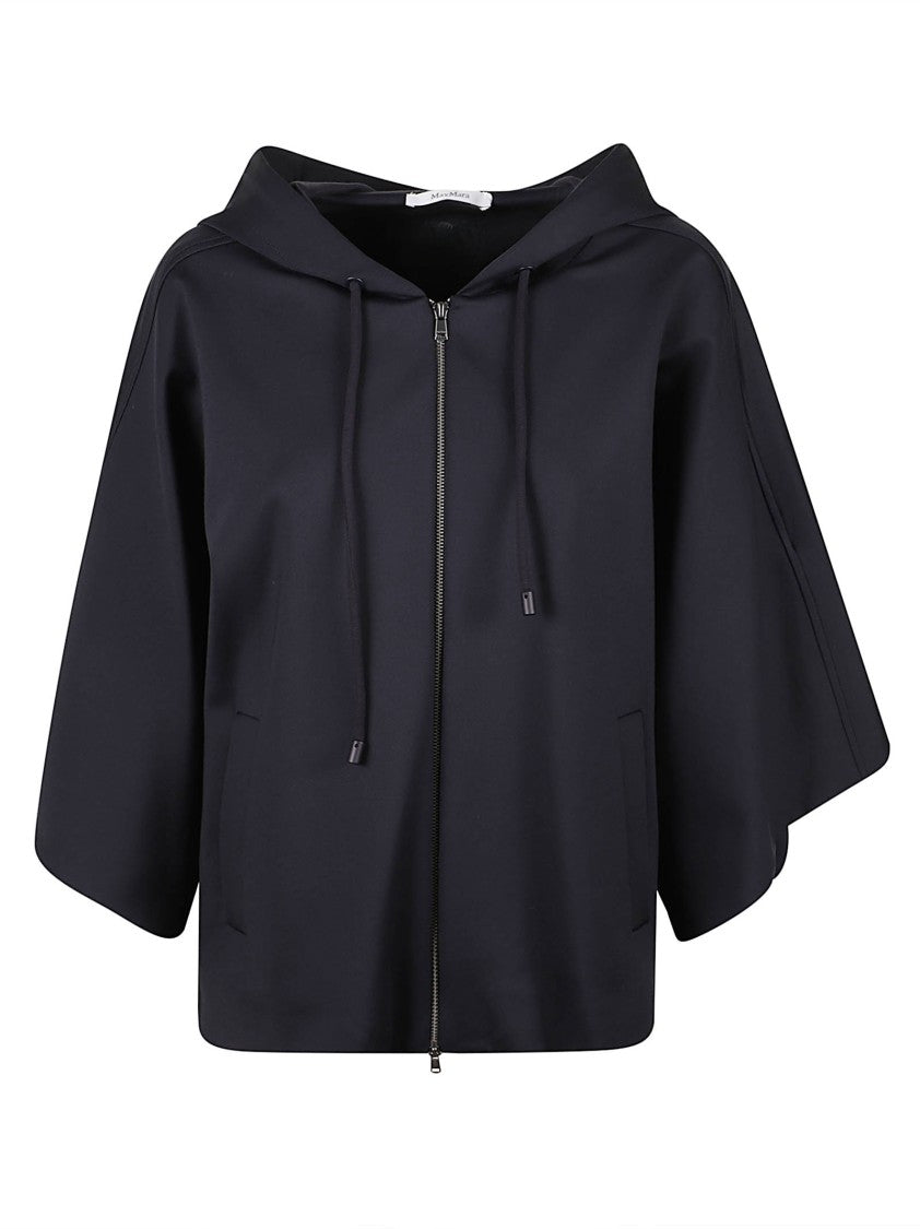 Max Mara Boxy Cropped Jacket With Hood And Wide Sleeves