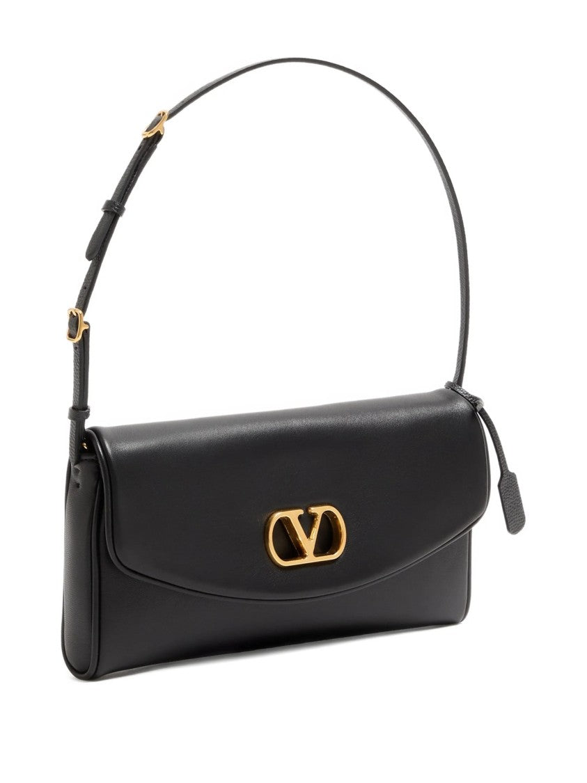 Valentino Black Devain Nappa Leather Structured Clutch