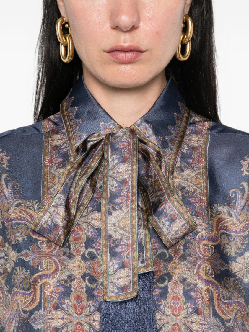 Zimmermann Valiant Placement Print Relaxed Silk Shirt