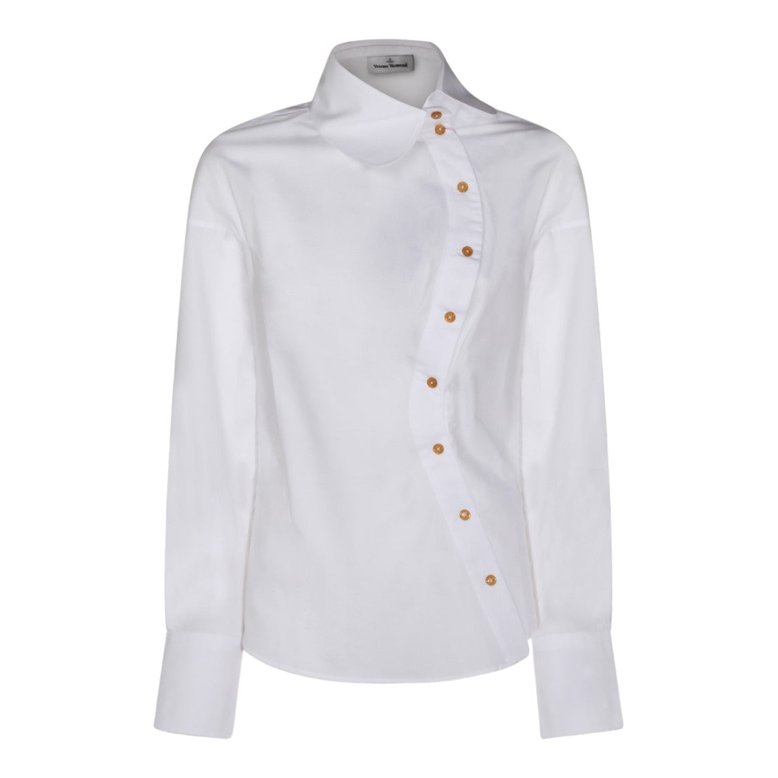 Vivienne Westwood Asymmetrical Placket White Shirt With Embroidered Logo