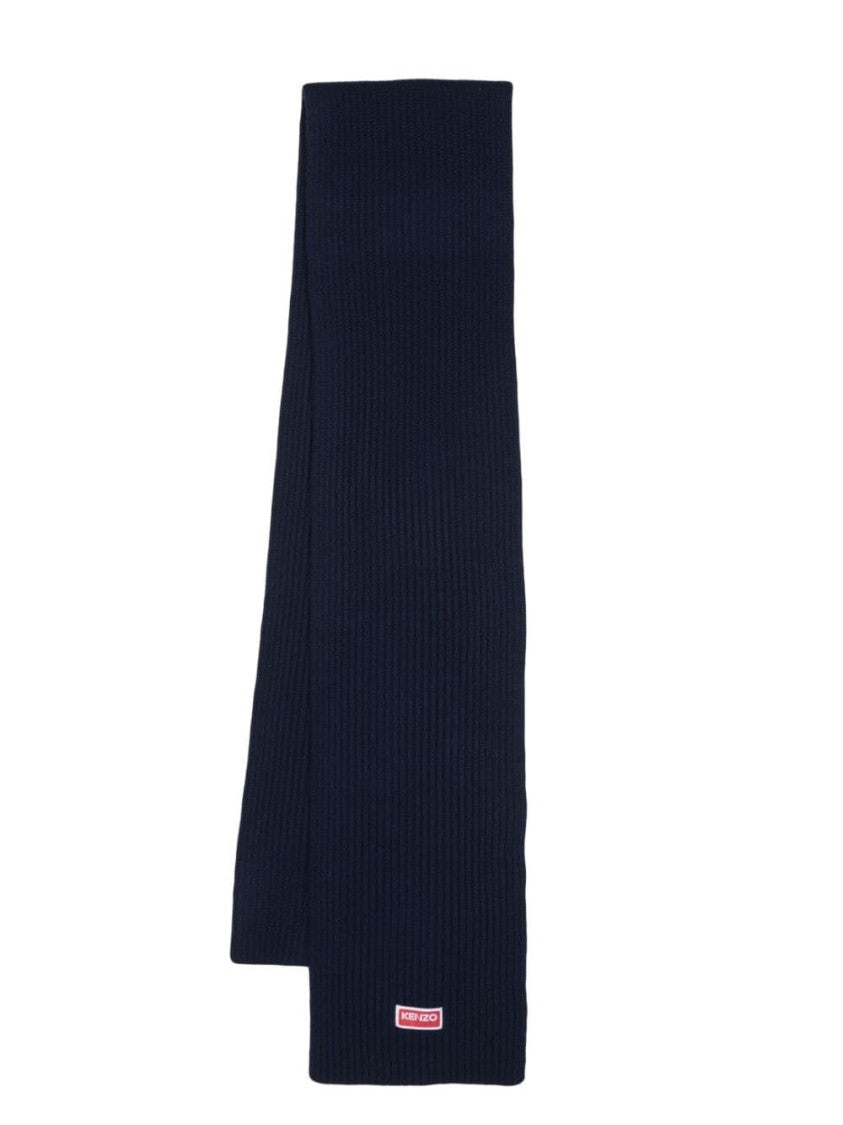Kenzo Ribbed Wool Scarf In Striking Blue